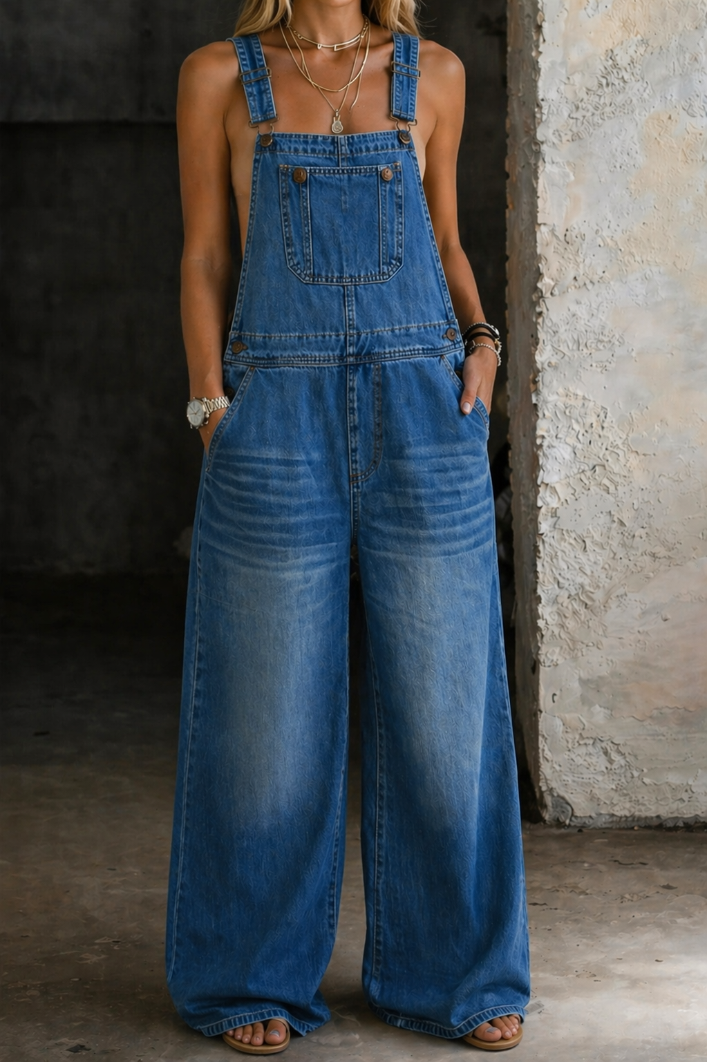 Harper | Denim-Jumpsuit mit elastischer Taille - Mehrfarbig - - Margaret & Rose