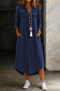 Helen | Lässiges, elegantes, langes Jeanshemdkleid