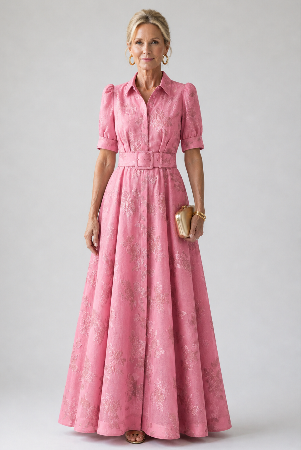 Geblümtes Maxikleid mit Gürtel - - - DUUWE