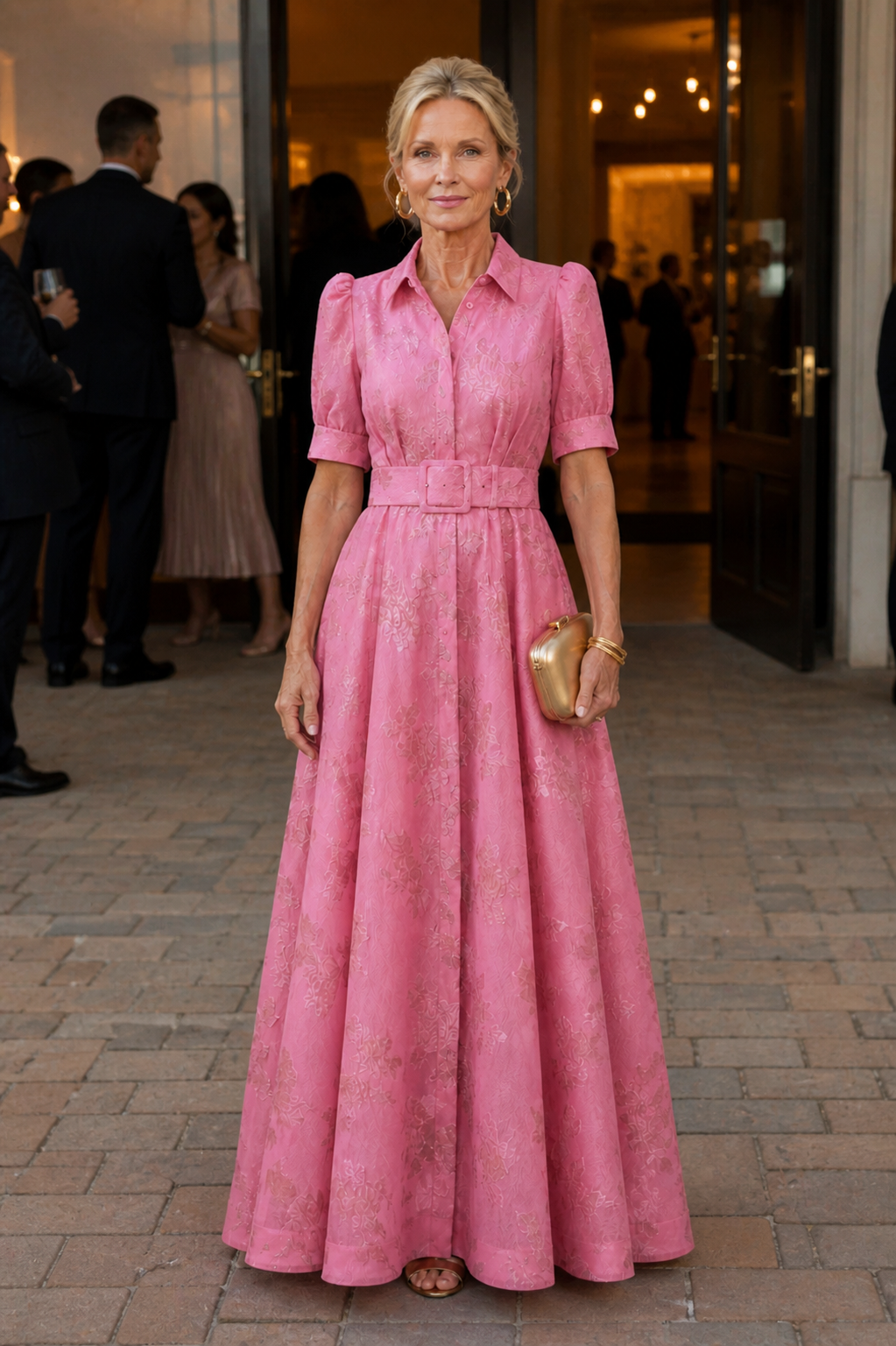 Geblümtes Maxikleid mit Gürtel - - - DUUWE