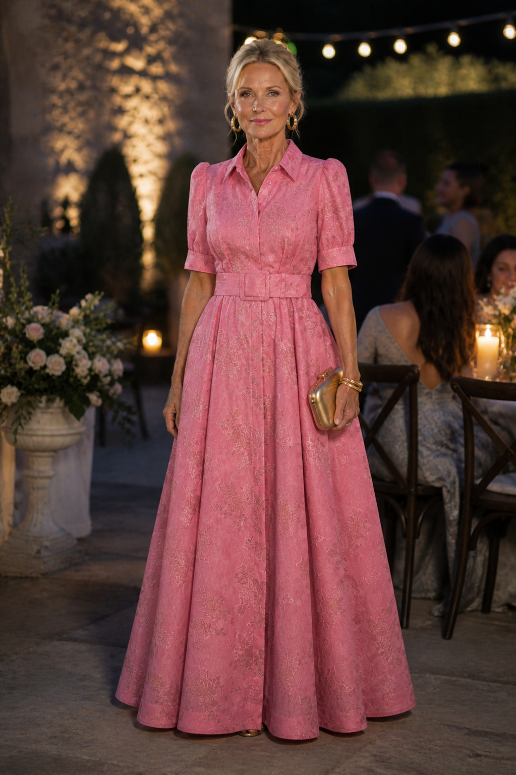 Geblümtes Maxikleid mit Gürtel - - - DUUWE