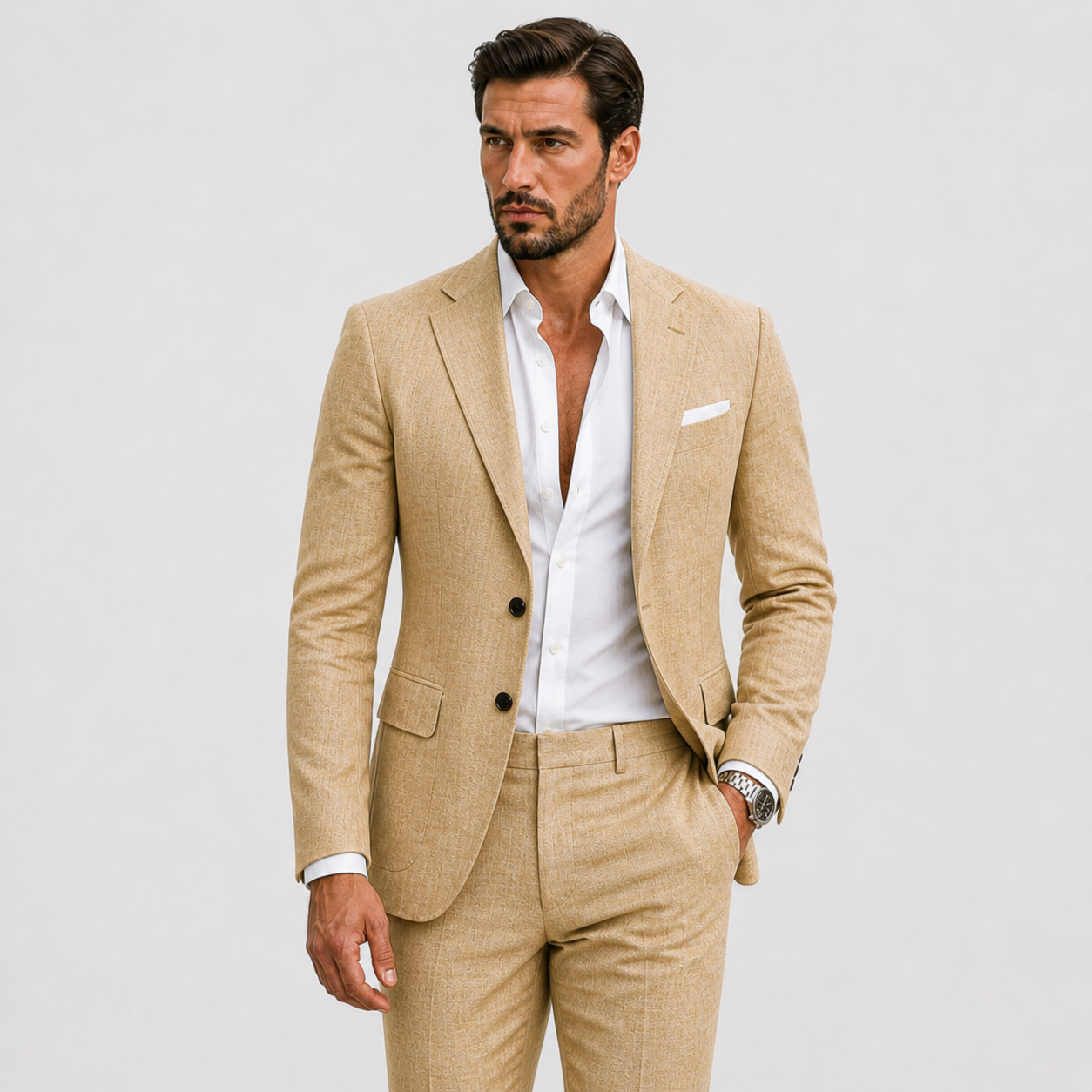 Herren Leinenanzug Slim-Fit - Sommerliche Eleganz - - Suits - Lunelle