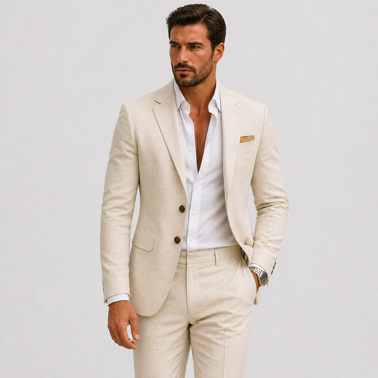 Herren Leinenanzug Slim-Fit - Sommerliche Eleganz - - Suits - Lunelle