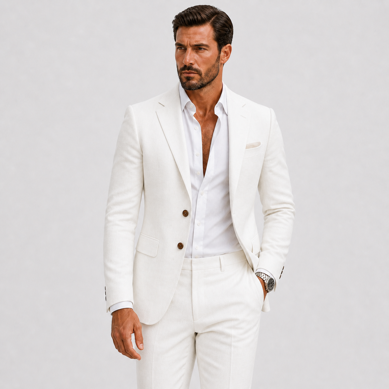 Herren Leinenanzug Slim-Fit - Sommerliche Eleganz - Weiß - Suits - Lunelle