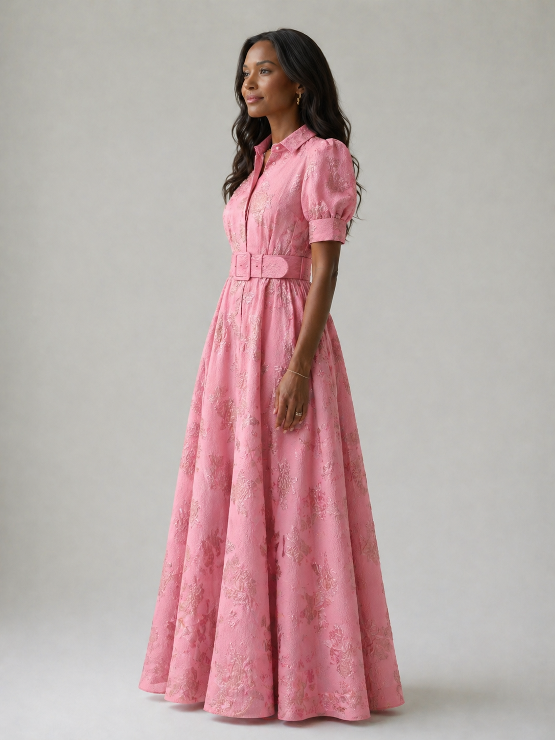 Geblümtes Maxikleid mit Gürtel - - - DUUWE