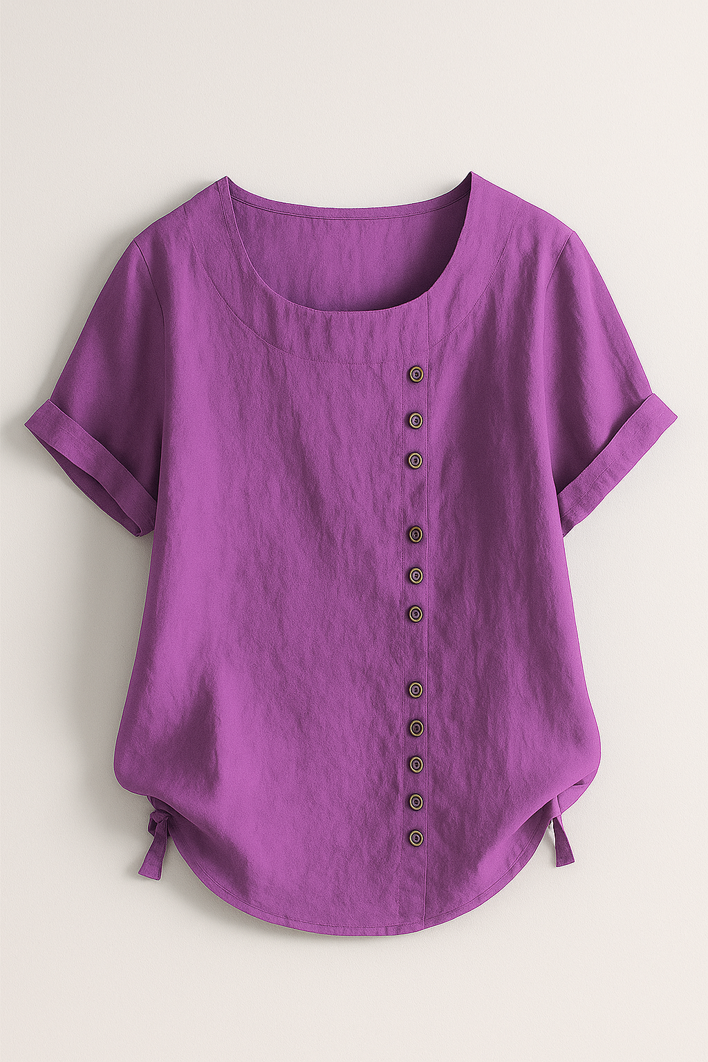 Women's Linen Button-Front Blouse - Lightweight, Breathable and Elegant - Purple - Blouse - Concept Fashionlab