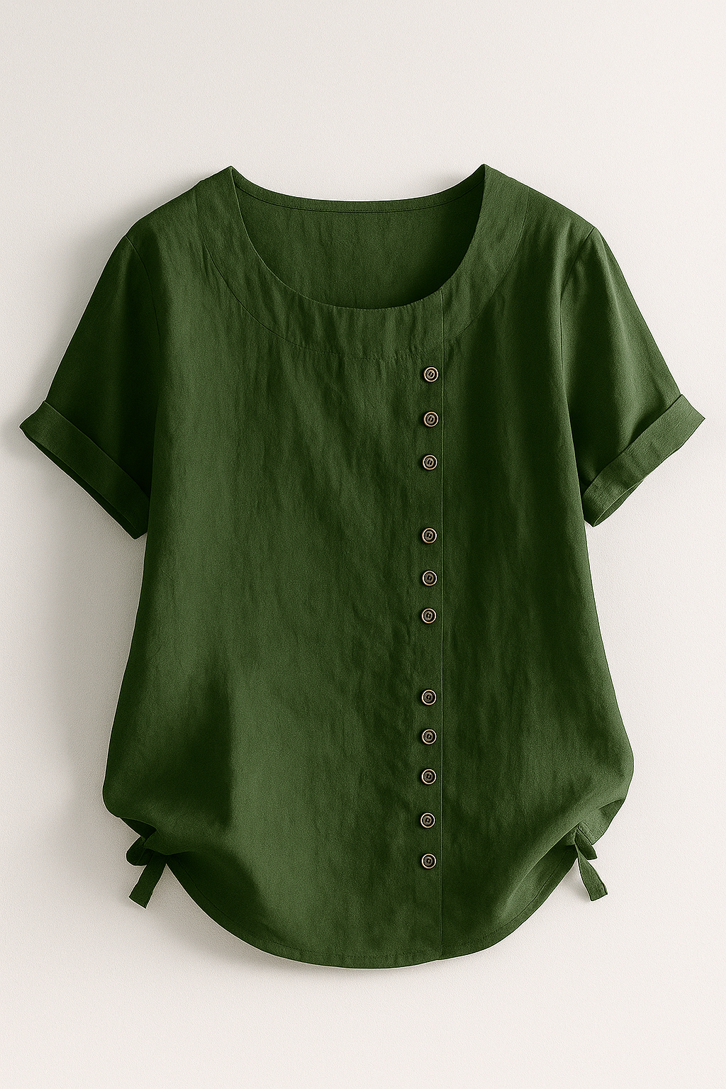 Women's Linen Button-Front Blouse - Lightweight, Breathable and Elegant - Green - Blouse - Concept Fashionlab