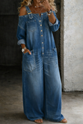 Stephanie | Carmen-Jeanshemd-Jumpsuit