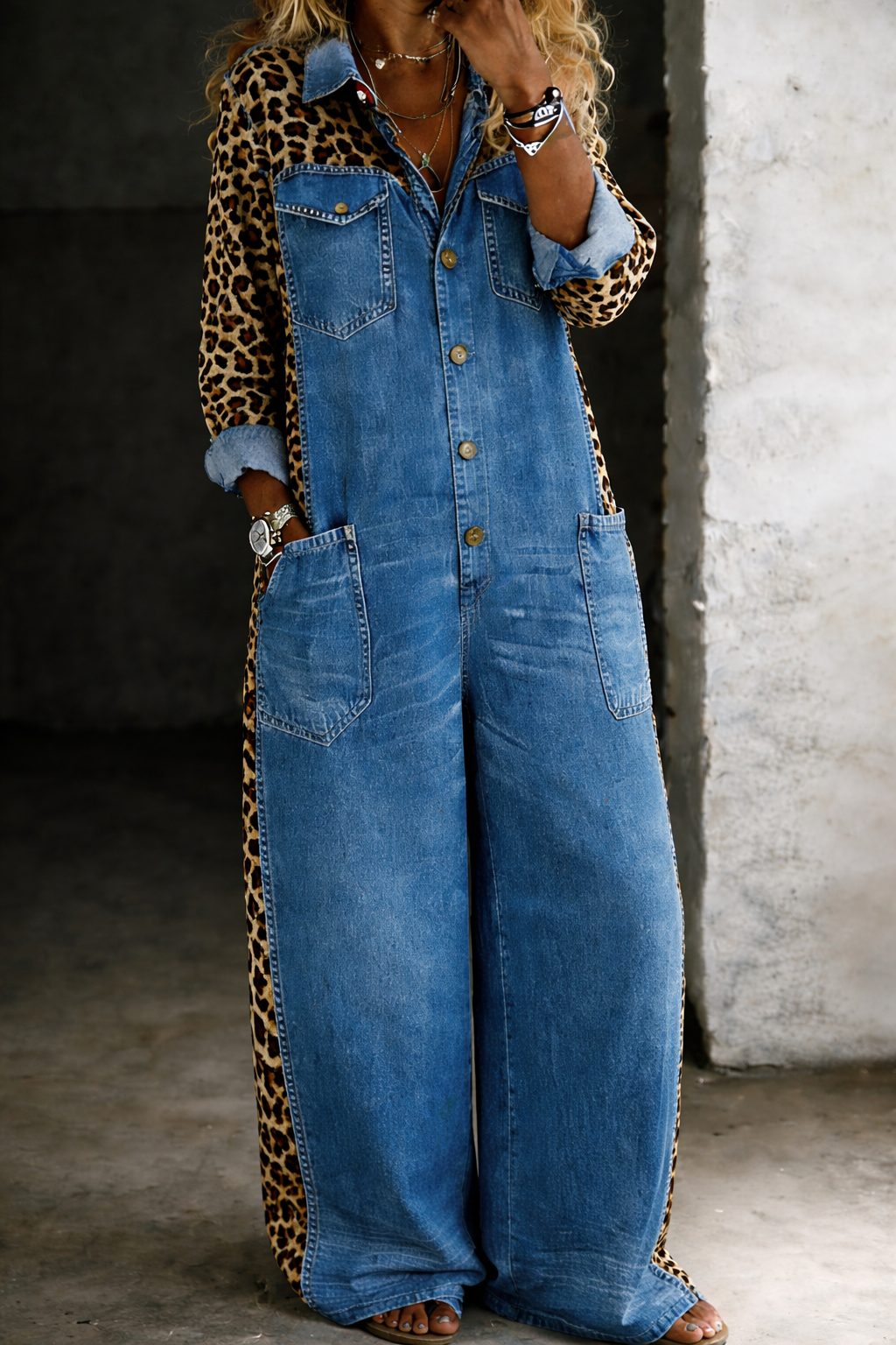 Amanda | Einteiliger Denim-Hemd-Jumpsuit - Tiefblau - - Margaret & Rose