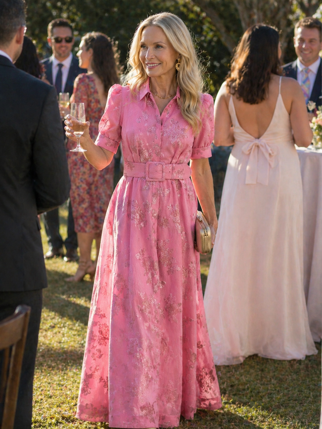 Geblümtes Maxikleid mit Gürtel - - - DUUWE