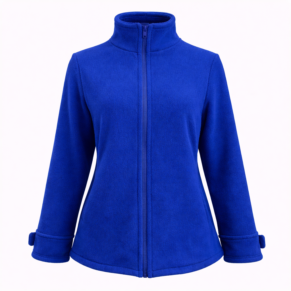 Damen Jacke mit Stehkragen, durchgehendem Reißverschluss und weichem Material