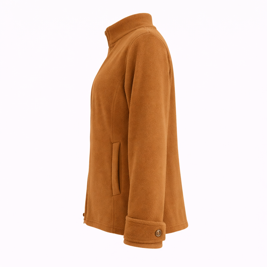 Damen Jacke mit Stehkragen, durchgehendem Reißverschluss und weichem Material