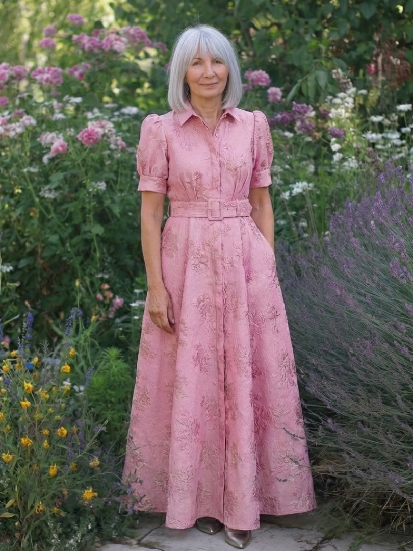 Geblümtes Maxikleid mit Gürtel - - - DUUWE
