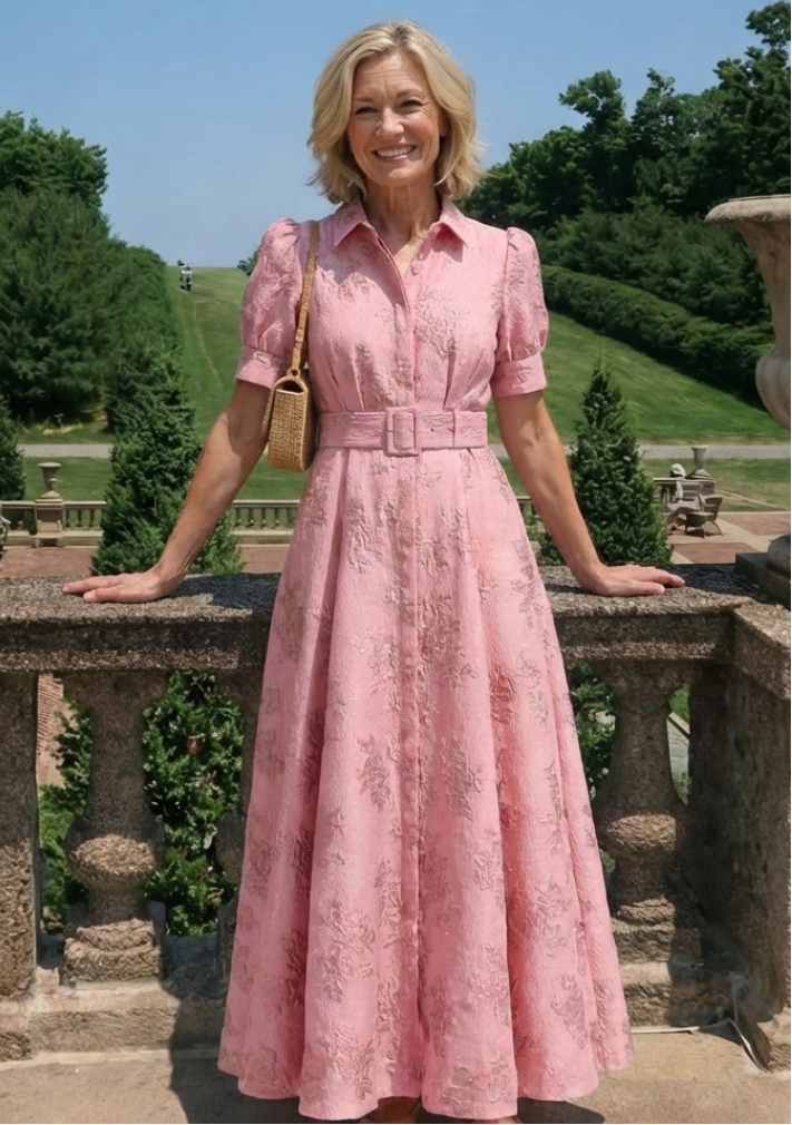 Geblümtes Maxikleid mit Gürtel - - - DUUWE