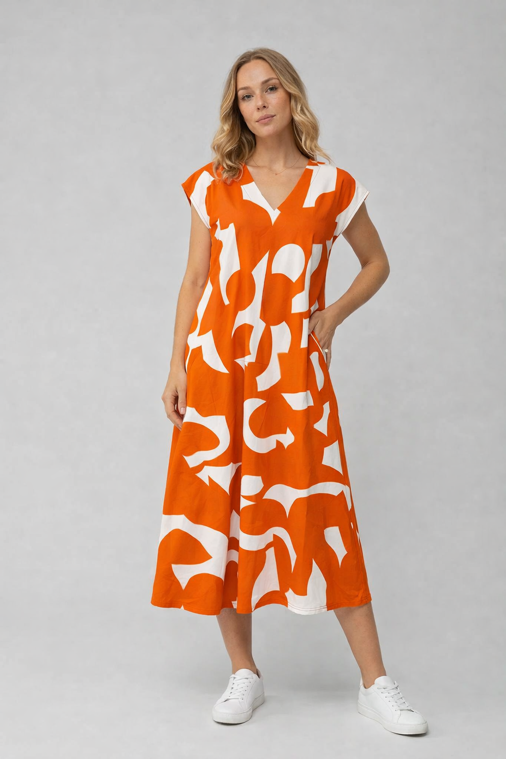 Elegantes V-Ausschnitt-Maxikleid für Damen