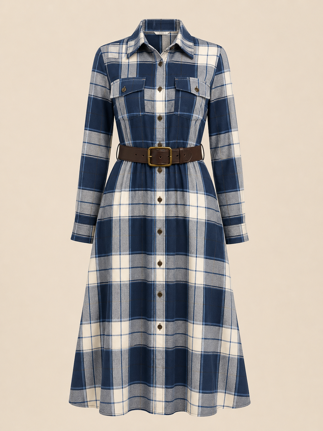 Elegantes zeitloses kariertes Maxikleid - - Plaid Maxi Dress - Concept Fashionlab Boutique
