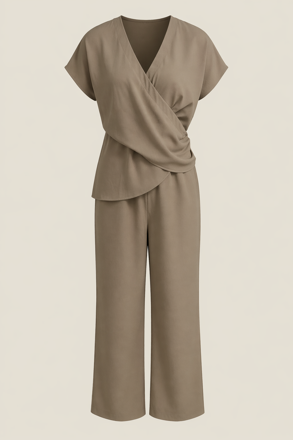 Elegantes zweiteiliges Set - Khaki - Two-Piece Set - Concept Fashionlab