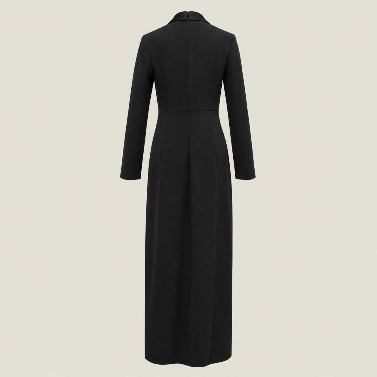 Eng anliegende, einfarbige Langarm-Maxikleider mit tiefem V-Ausschnitt - - Maxi Dress - Concept Fashionlab