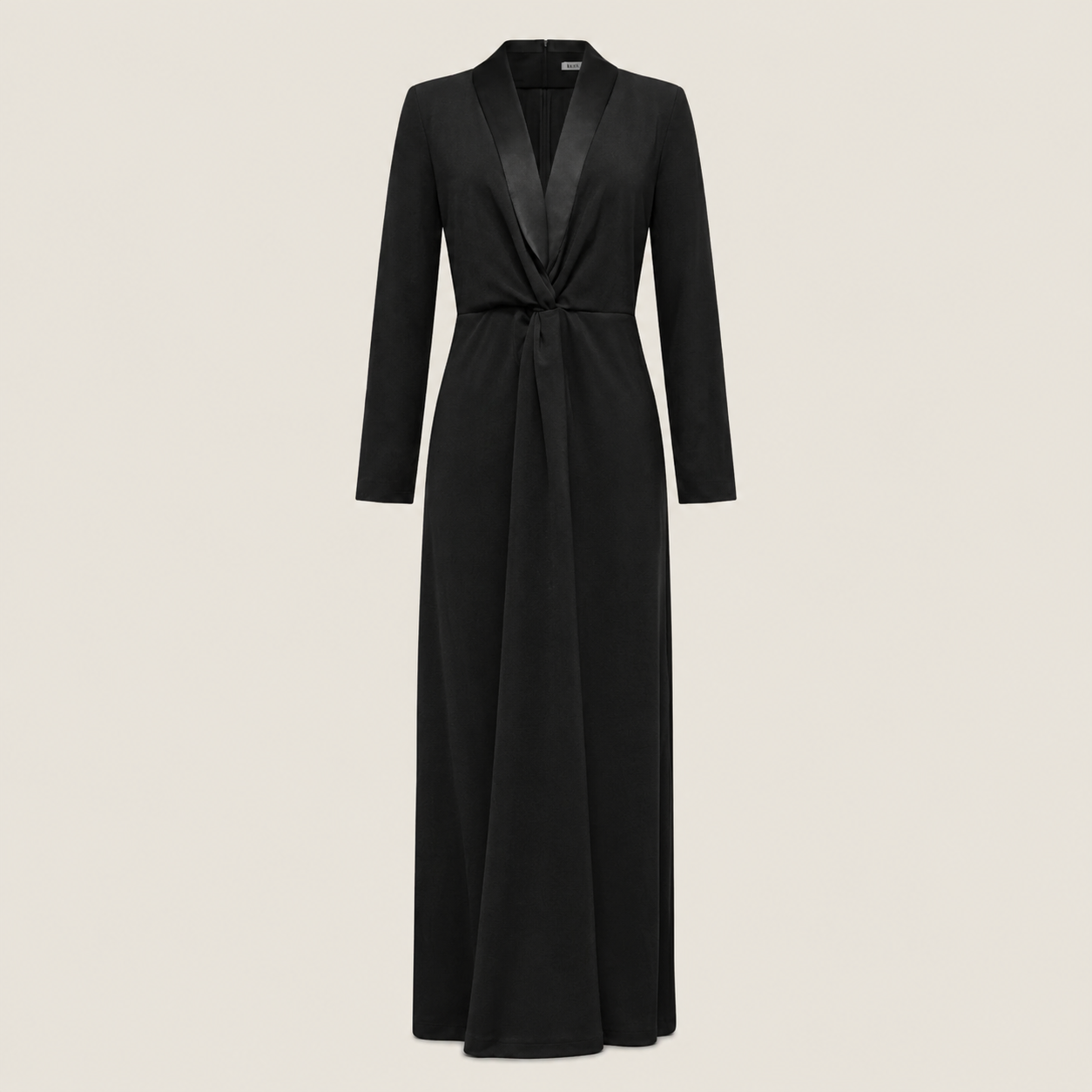 Eng anliegende, einfarbige Langarm-Maxikleider mit tiefem V-Ausschnitt - - Maxi Dress - Concept Fashionlab