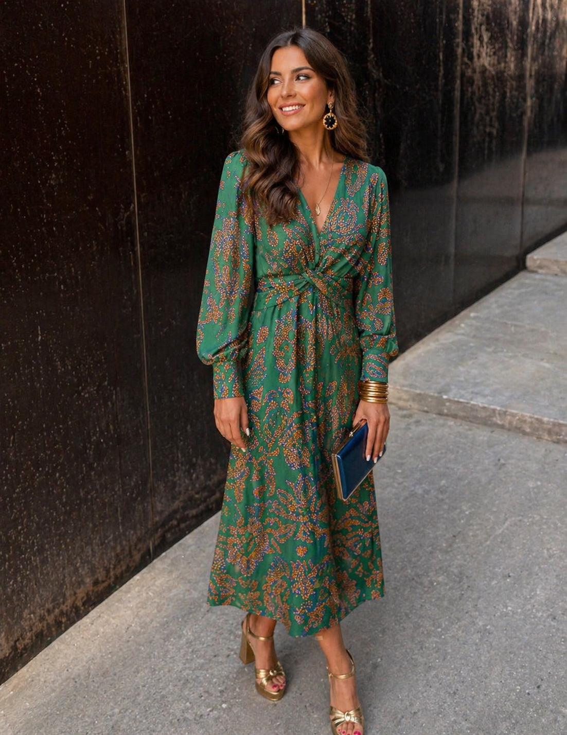 Kleid mit Blumendruck - Grün - - DUUWE