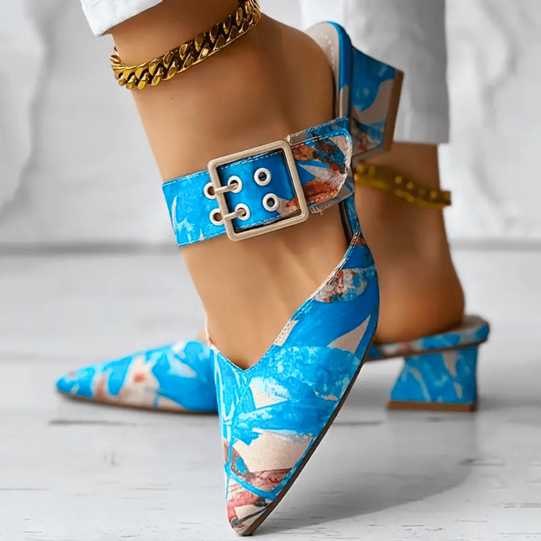 Damen Schnallen-Blockabsatz-Mules - - Damen > Sandalen > Absatz - Concept Fashionlab