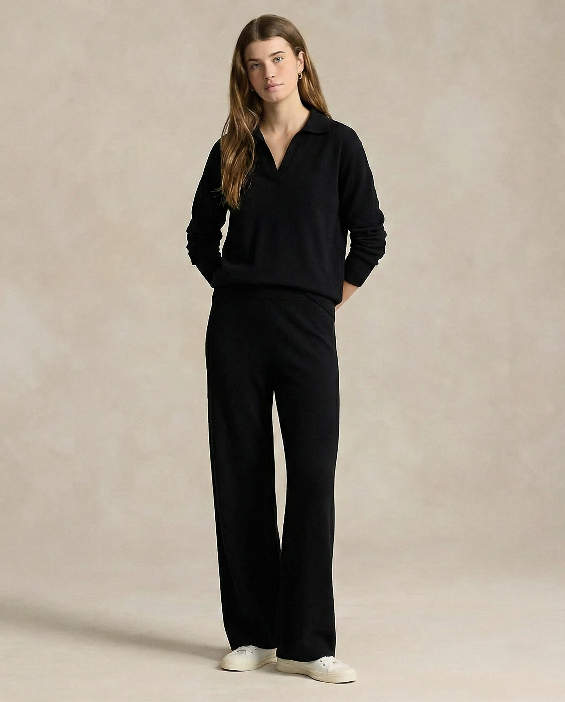 Polo-Strick-Set – müheloser Stil, ganztägiger Komfort - Schwarz - Two-Piece Set - Concept Fashionlab