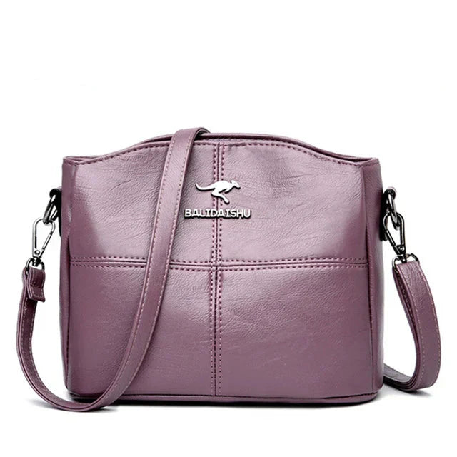 Elegante Leder-Tote mit Stickerei und Crossbody-Tasche für Damen