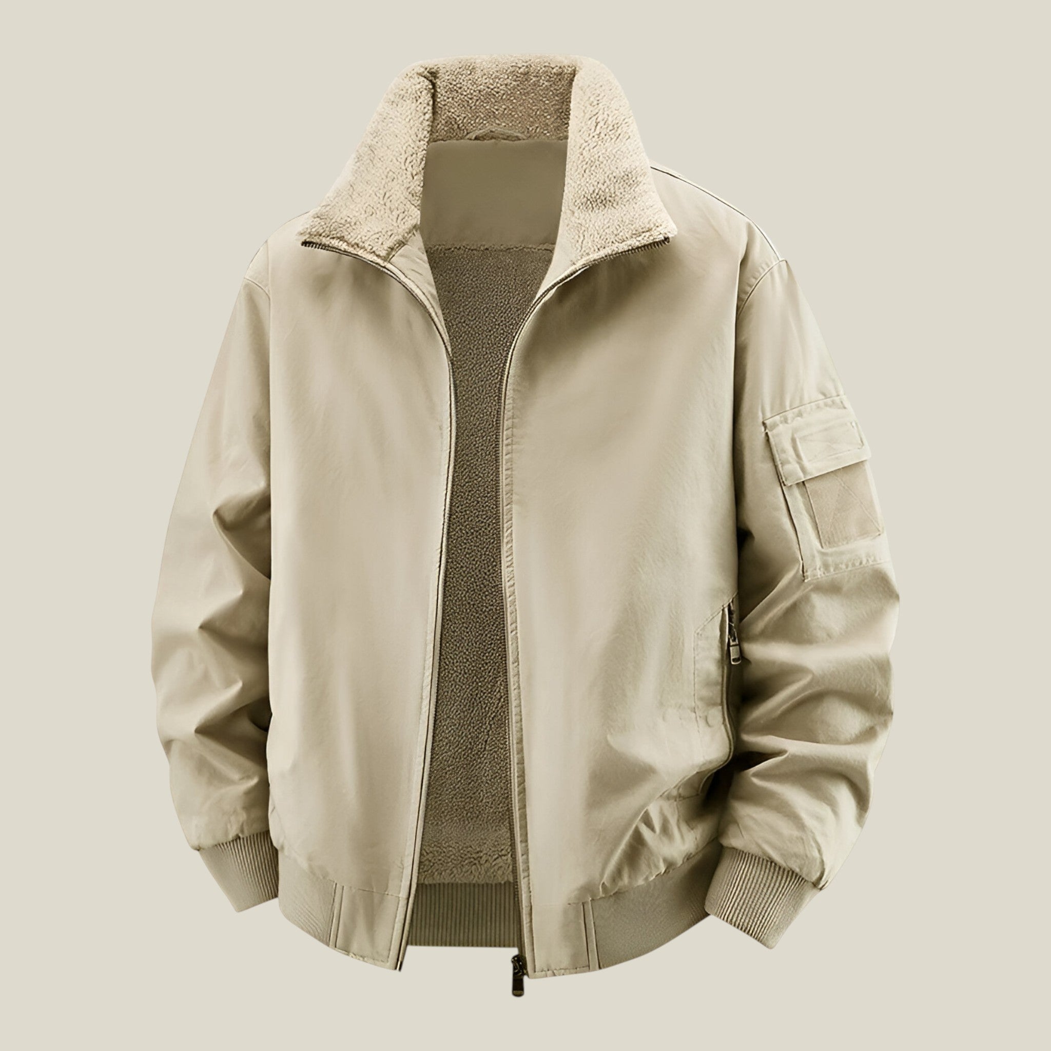 Herren Winterjacke mit Sherpa gefütterten Kragen-Concept Fashion Lab