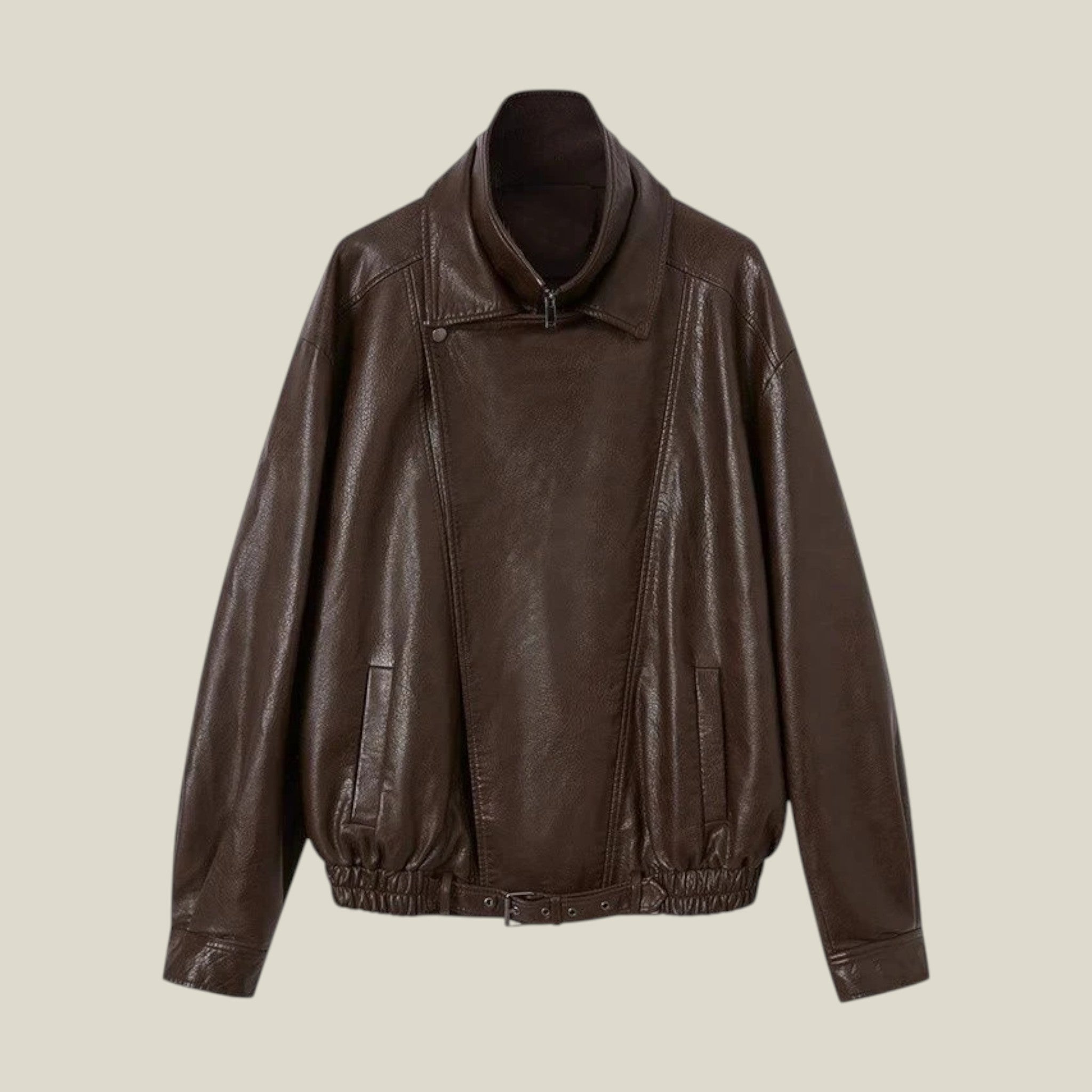 (SAINT LAURENT BRAND) Herren Asymmetrische PU Lederjacke