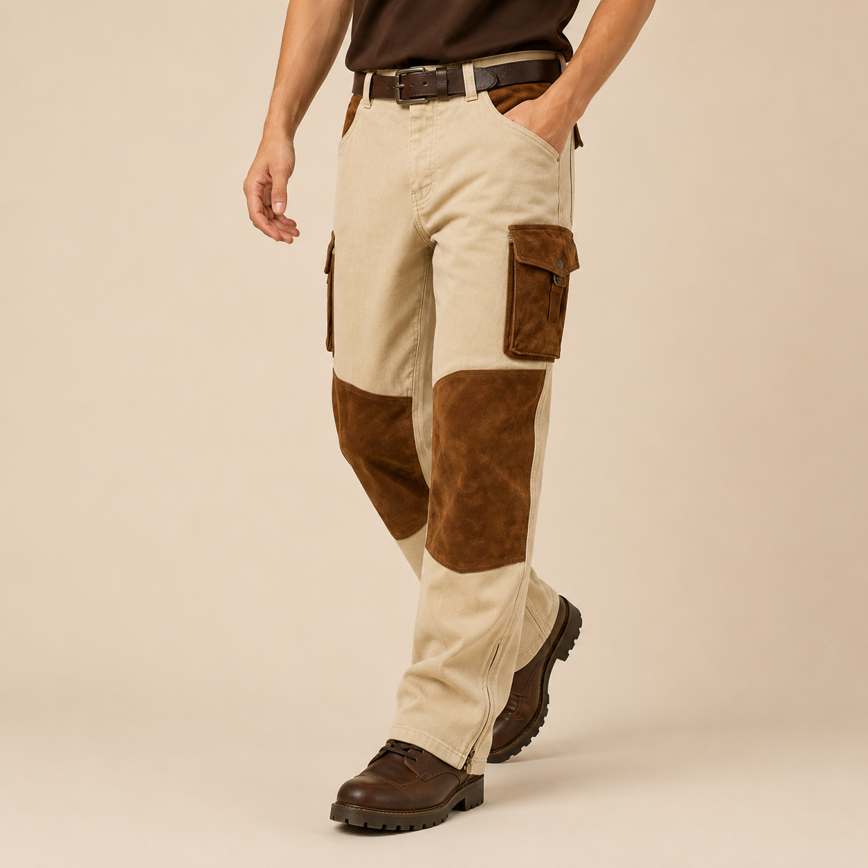 Herren Cargohose mit Kontrastbesatz und Cargotaschen - - Cargo Pants - Concept Fashionlab