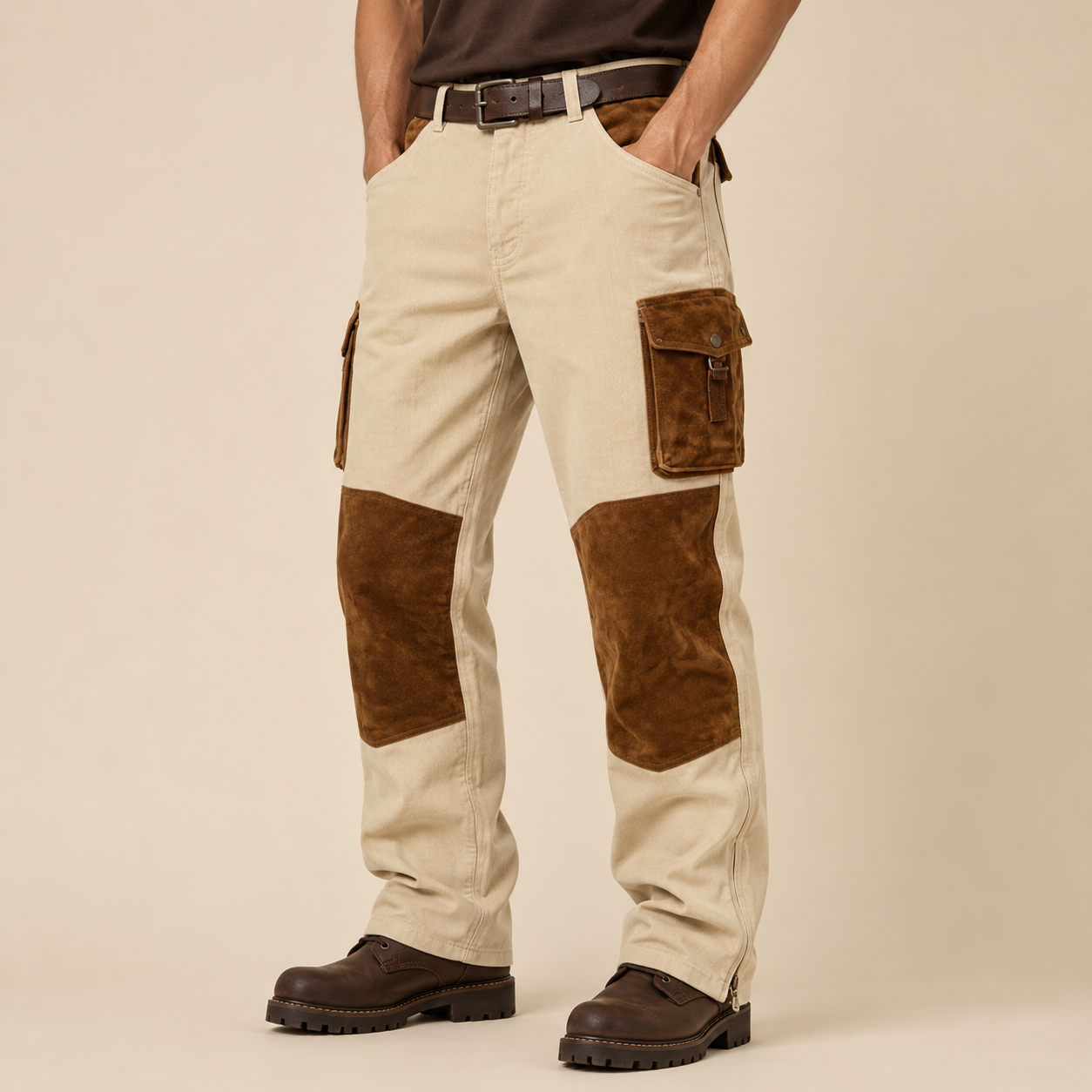 Herren Cargohose mit Kontrastbesatz und Cargotaschen - - Cargo Pants - Concept Fashionlab