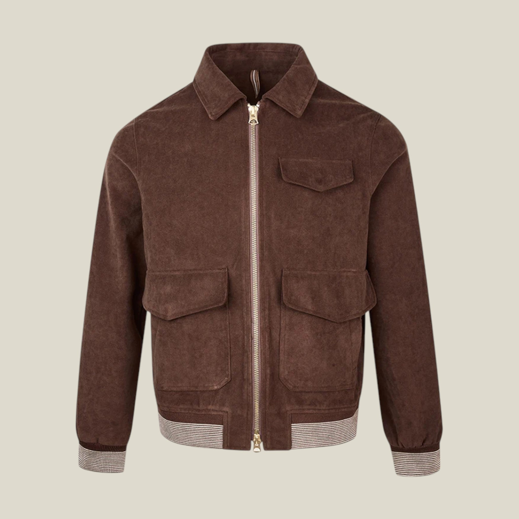 Braune Herrenjacke Reißverschluss Taschen-Concept Fashion Lab