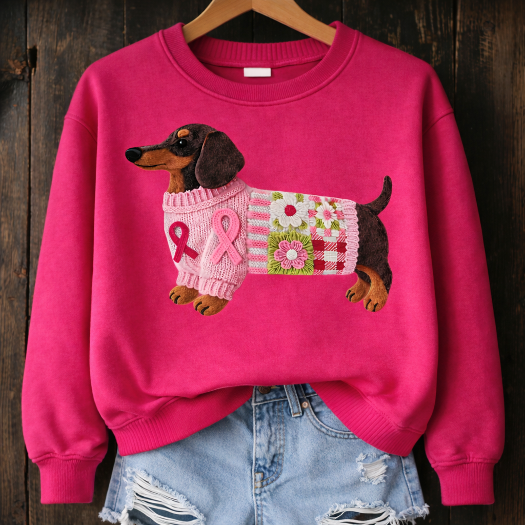 Kuscheliger pullover mit süßem Dackel-Patch-Design