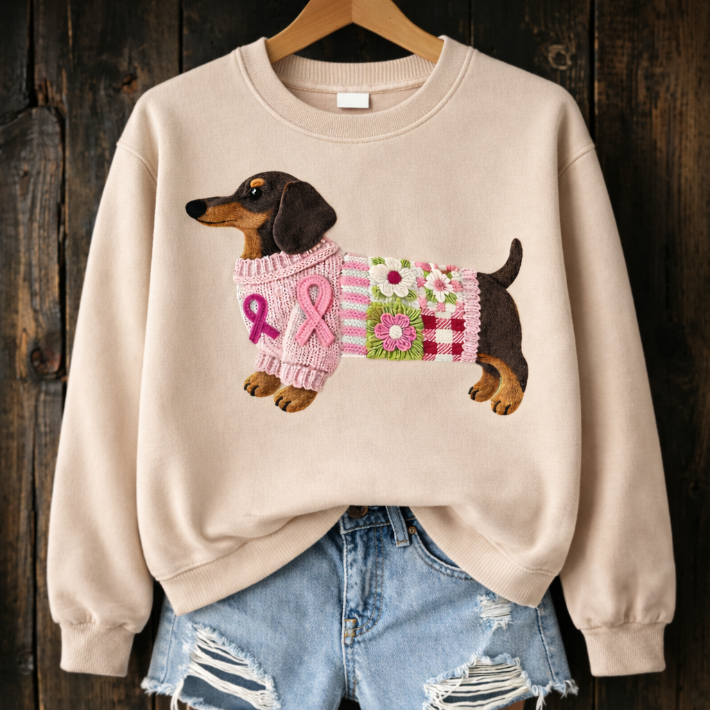 Kuscheliger pullover mit süßem Dackel-Patch-Design