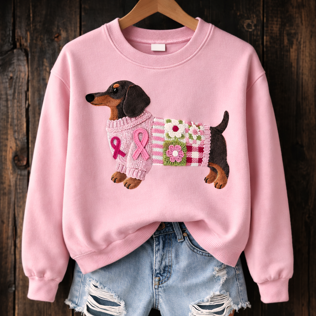 Kuscheliger pullover mit süßem Dackel-Patch-Design