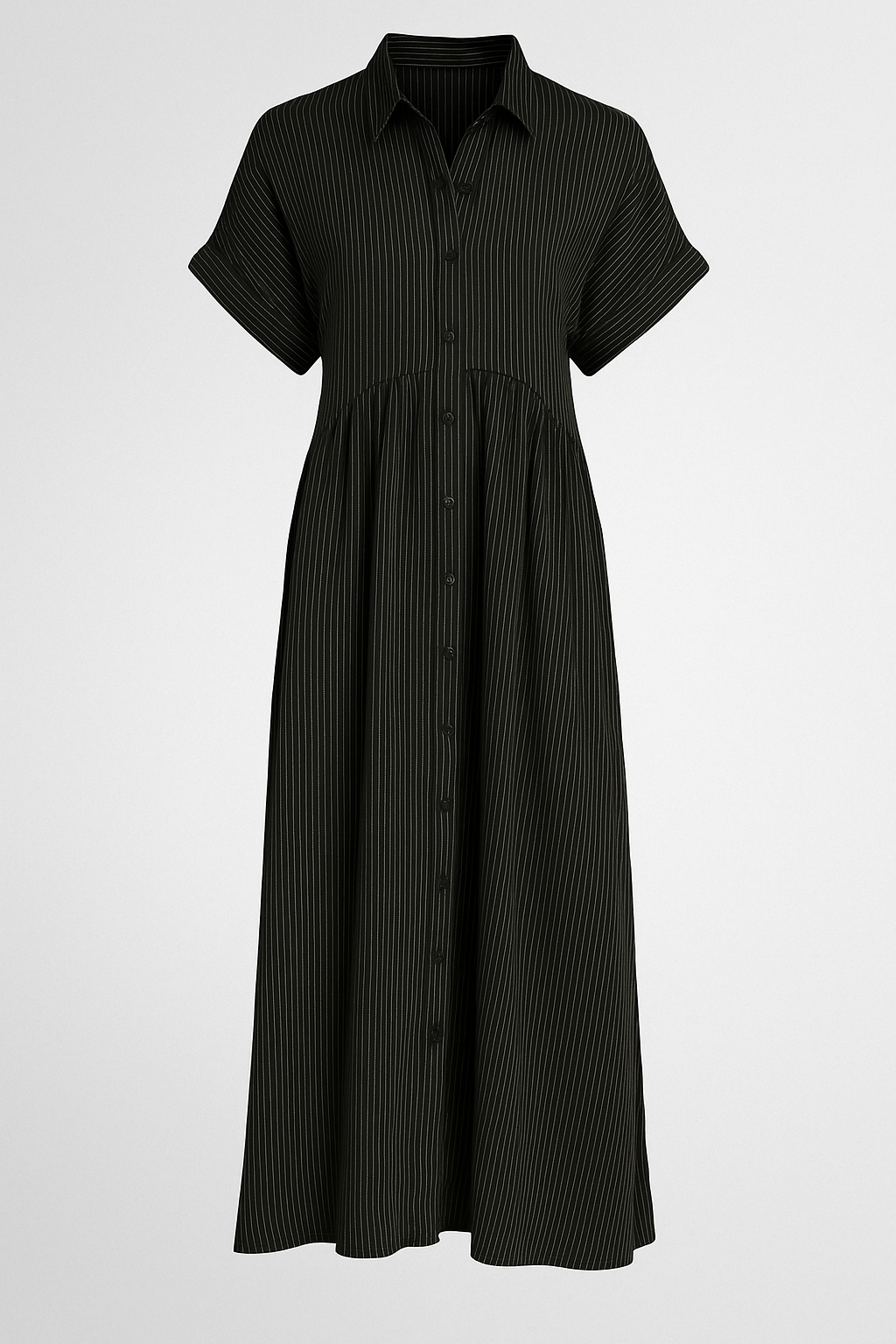 Refined Women's Midi Dress with Handy Pockets - Black - Midi Dress - Concept Fashionlab