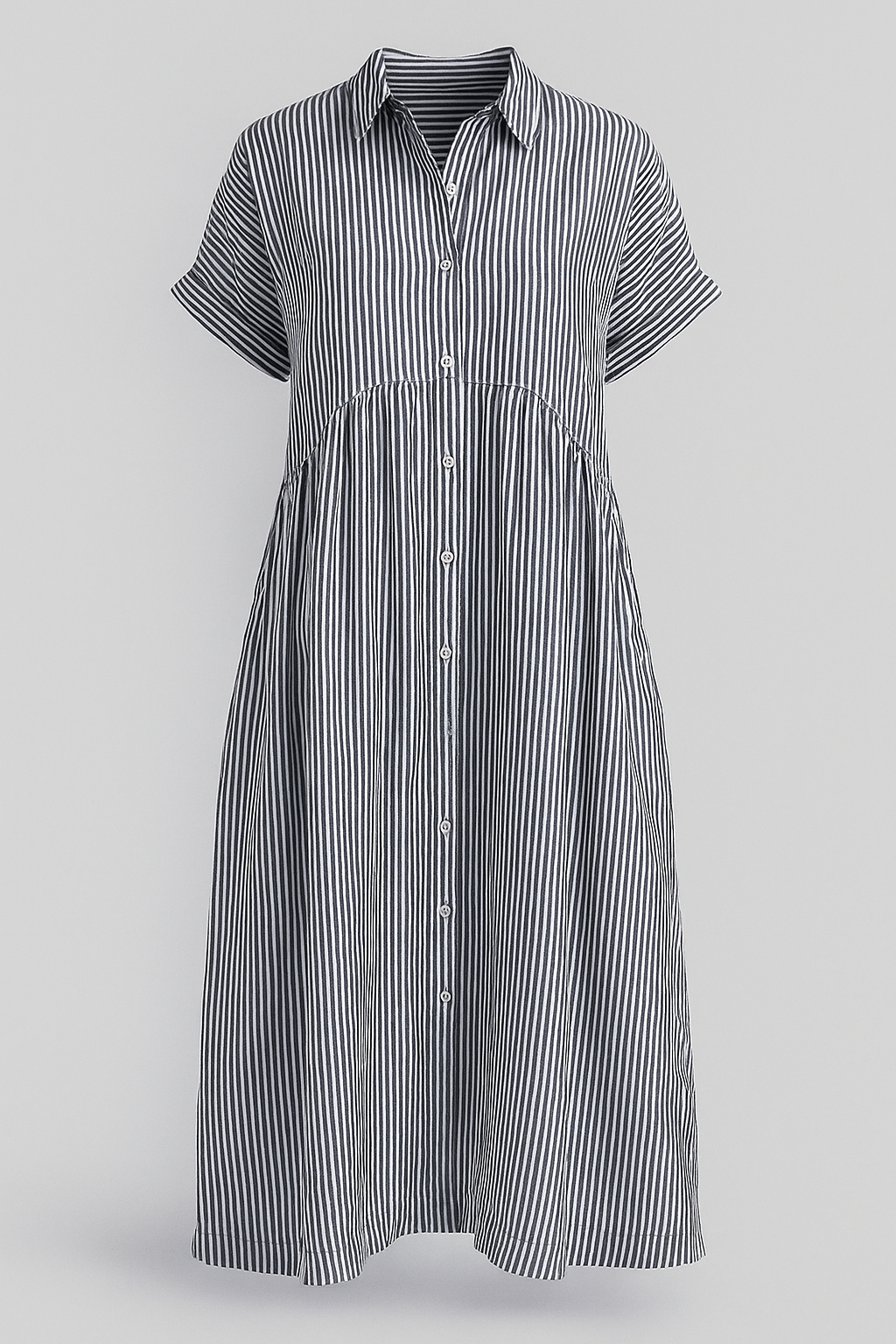 Refined Women's Midi Dress with Handy Pockets - Gray - Midi Dress - Concept Fashionlab