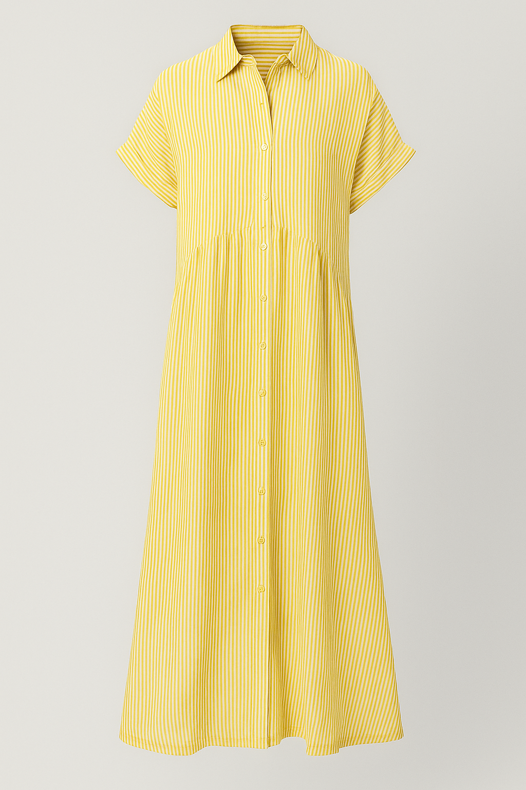 Refined Women's Midi Dress with Handy Pockets - Yellow - Midi Dress - Concept Fashionlab