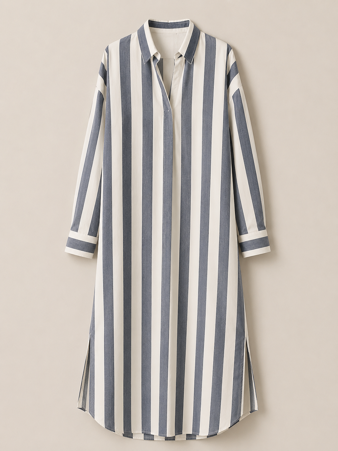Lässiges gestreiftes Shirt Boho-Stil Maxi-Kleid - - Shirt - Concept Fashionlab