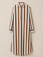Lässiges gestreiftes Shirt Boho-Stil Maxi-Kleid - - Shirt - Concept Fashionlab