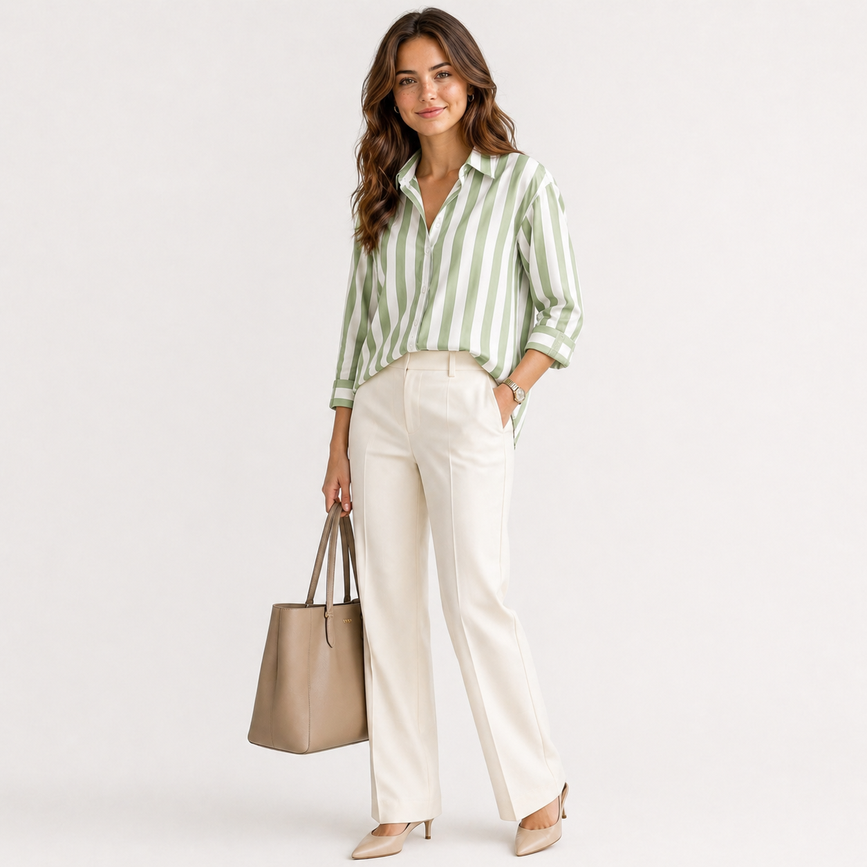 Locker geschnittenes gestreiftes Hemd aus Polyester – Moderner Casual-Look