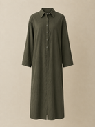 Soline | Lockeres Schwarzes Maxikleid mit Knöpfen - - Maxi Dress - Cow Clothing
