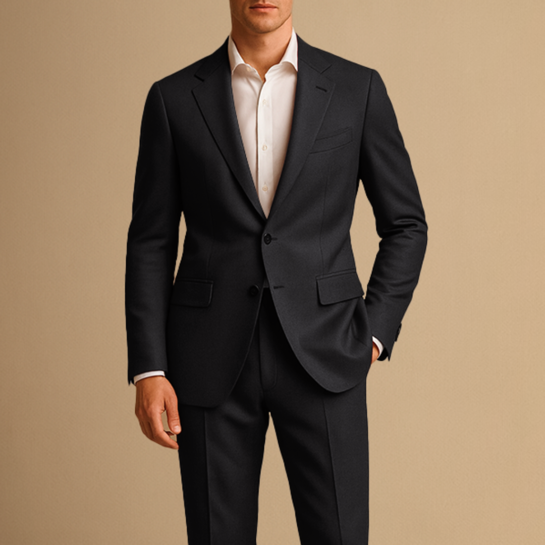 Leichter Herren Slim Fit Anzug Zweiteiler für Hochzeiten und formelle Anlässe - Schwarz - Men's Suits - Concept Palermo