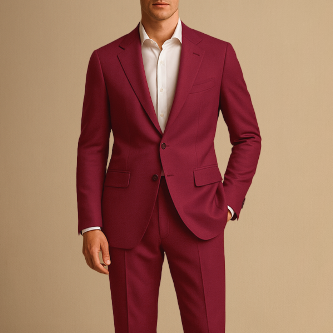Leichter Herren Slim Fit Anzug Zweiteiler für Hochzeiten und formelle Anlässe - Rot - Men's Suits - Concept Palermo