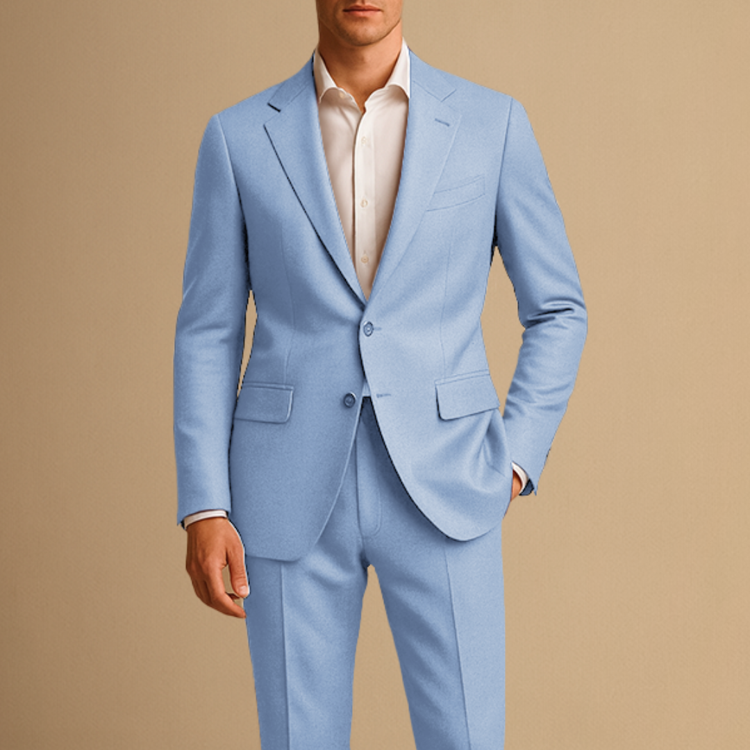 Leichter Herren Slim Fit Anzug Zweiteiler für Hochzeiten und formelle Anlässe - Hellblau - Men's Suits - Concept Palermo