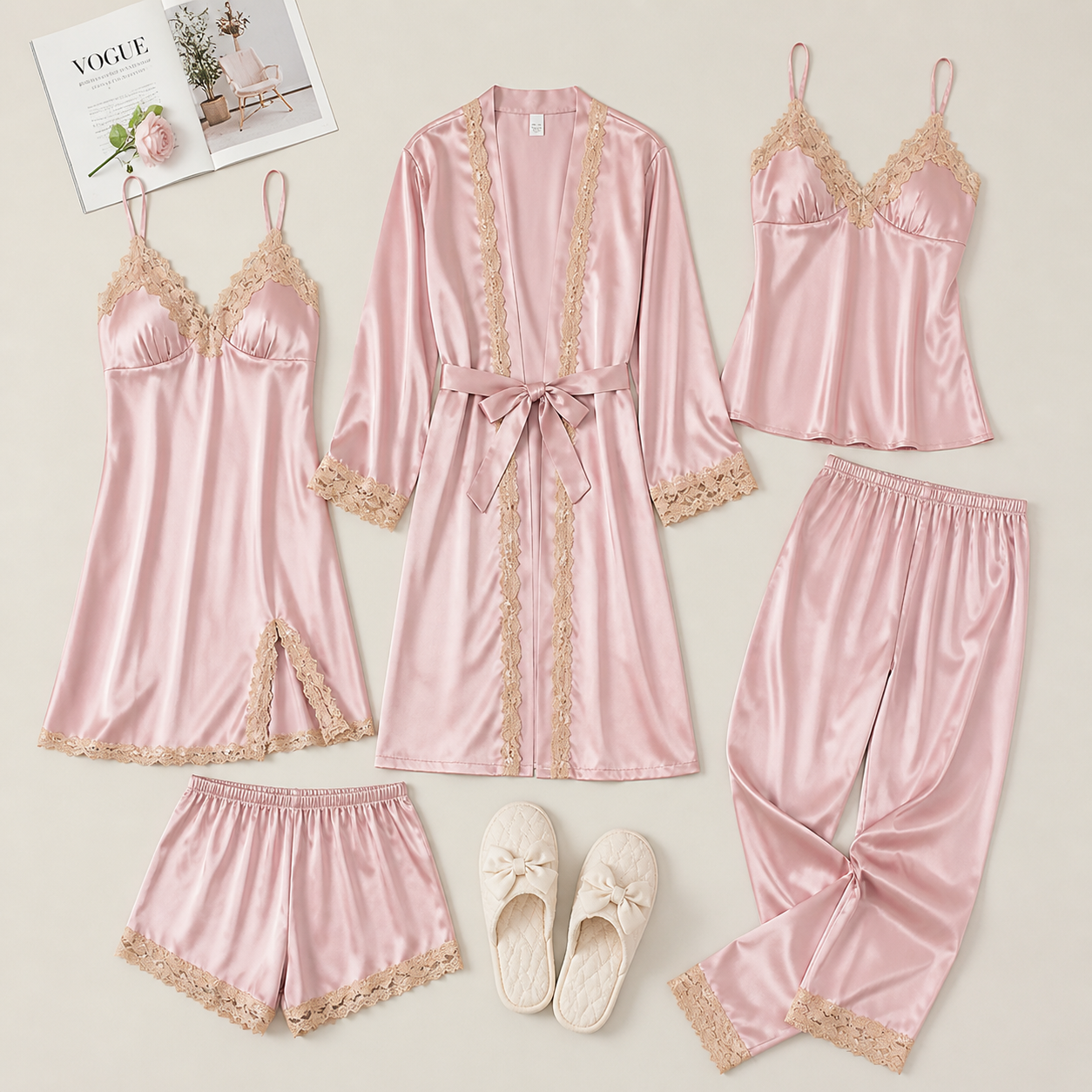 Nachtwäsche-Set – elegante und bequeme Schlafwäsche - Rosa - Pajama Set - Concept Fashionlab Boutique