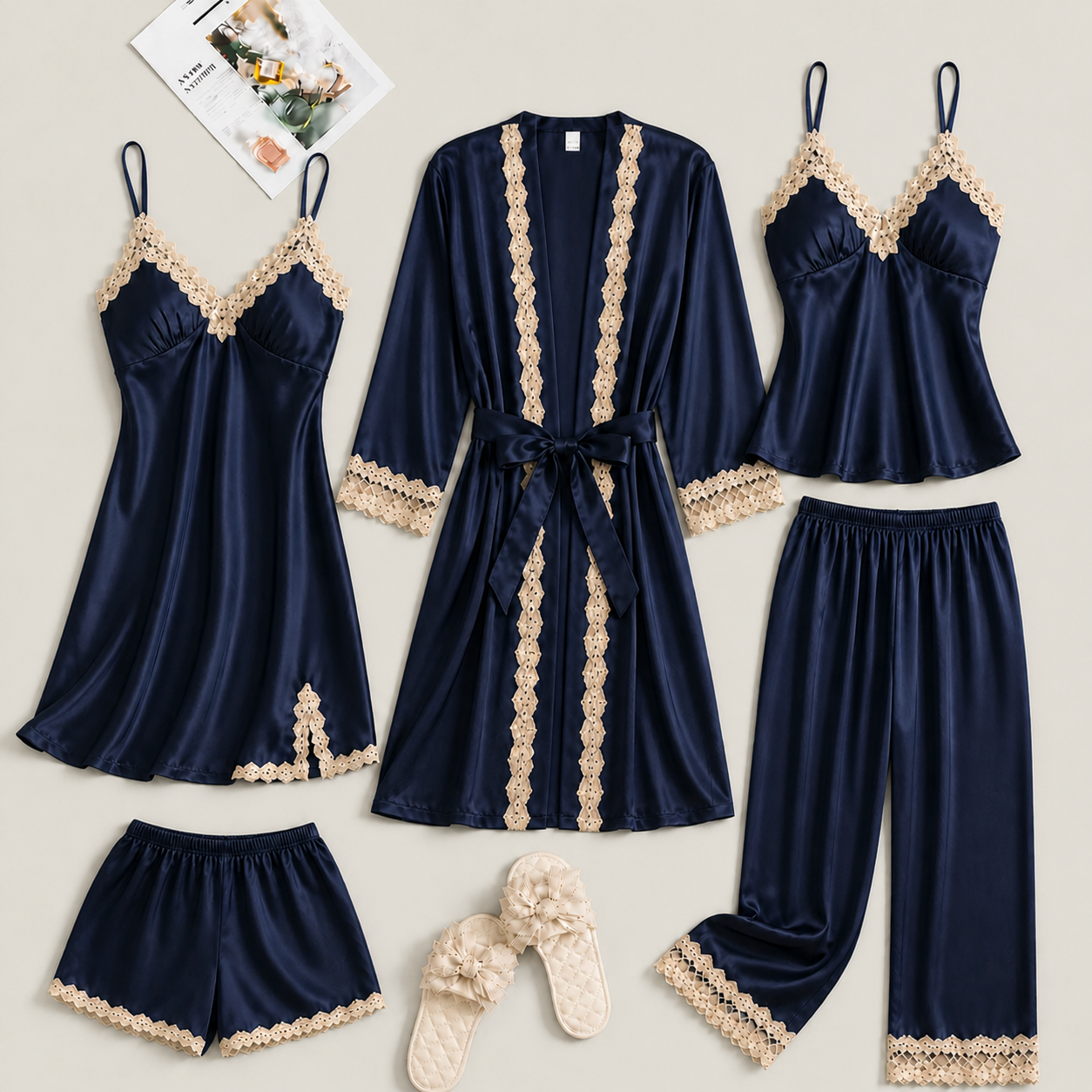 Nachtwäsche-Set – elegante und bequeme Schlafwäsche - Marineblau - Pajama Set - Concept Fashionlab Boutique