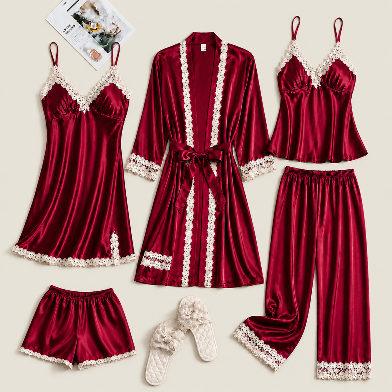 Nachtwäsche-Set – elegante und bequeme Schlafwäsche - Rot - Pajama Set - Concept Fashionlab Boutique