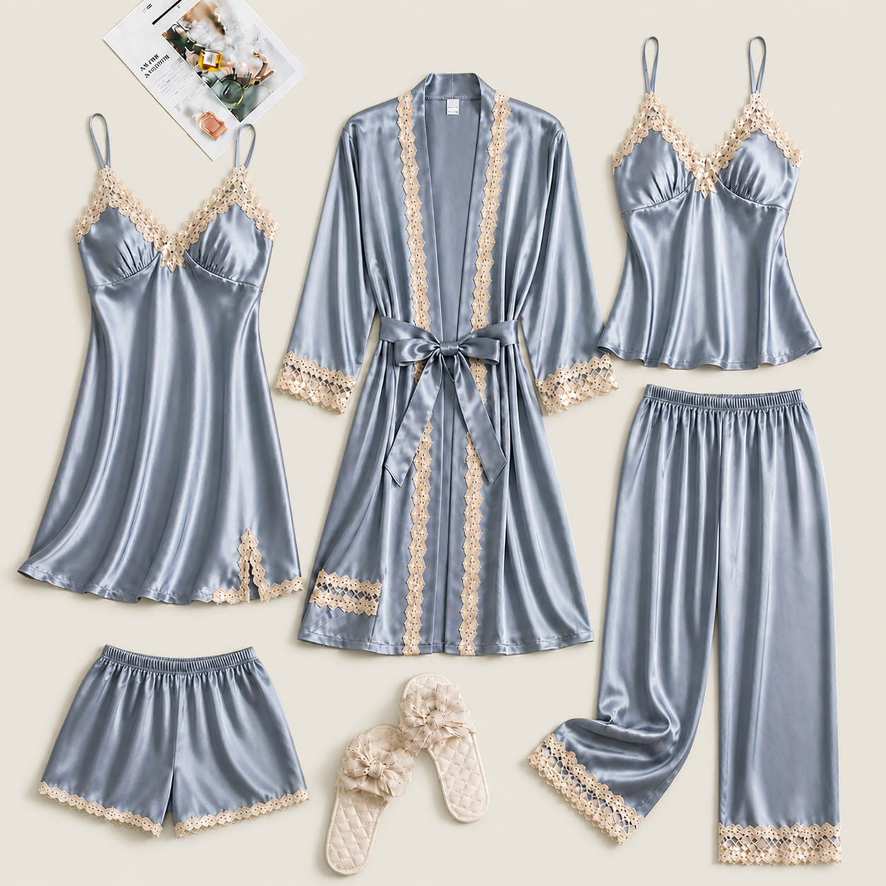 Nachtwäsche-Set – elegante und bequeme Schlafwäsche - Blau - Pajama Set - Concept Fashionlab Boutique