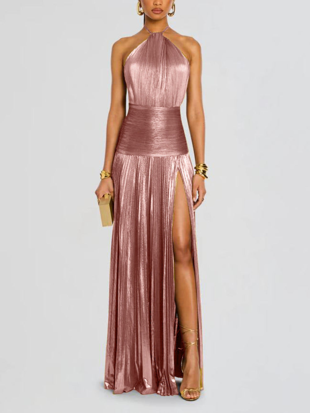 Thalia Metallic Maxi Dress in Peridot for an Elegant and Stunning Style - - Maxi Dress - Concept Fashionlab